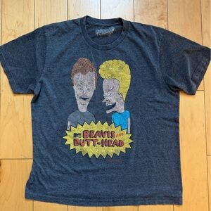 Source Unknown Dark Heather Gray Beavis and Butt-Head Graphic Tee